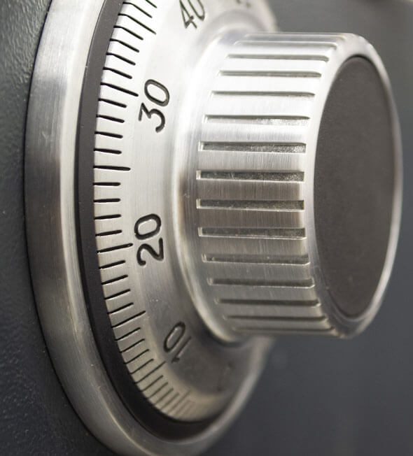 ALS - Combination lock on the safe. closeup, gray safe